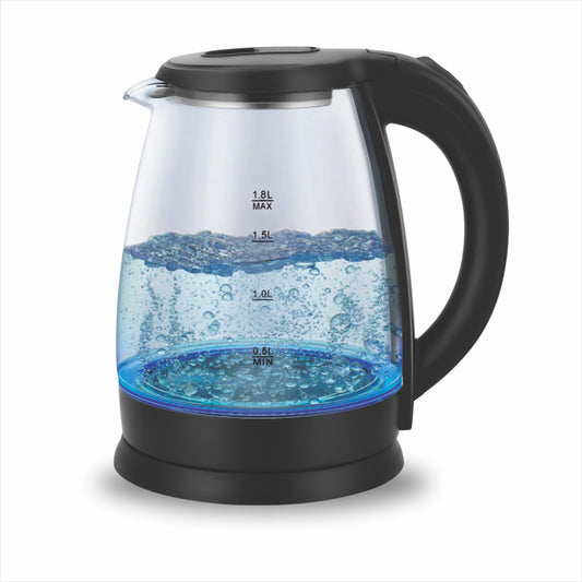 Chaleira elétrica BAK de vidro 1,8 litro com luz LED azul